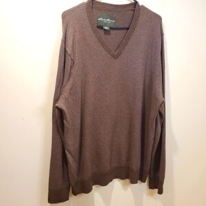 Eddie Bauer men's cotton pullover v neck sweater size XL